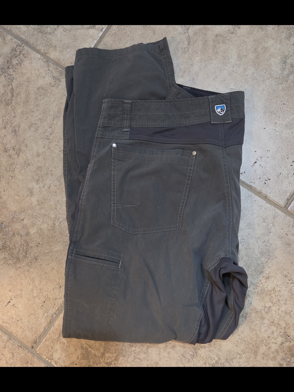 Men's Dark Gray Work Pants with Stretch Waistband 36x32